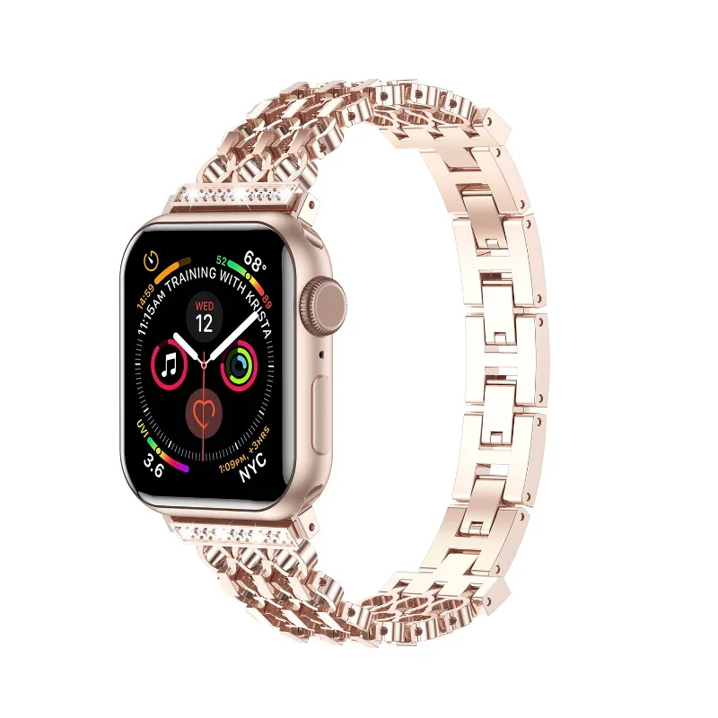 Adequado para Applewatch Aço Inoxidável Metal Watch Strap IWatch Malha Auto Destacável Apple Watch Strap