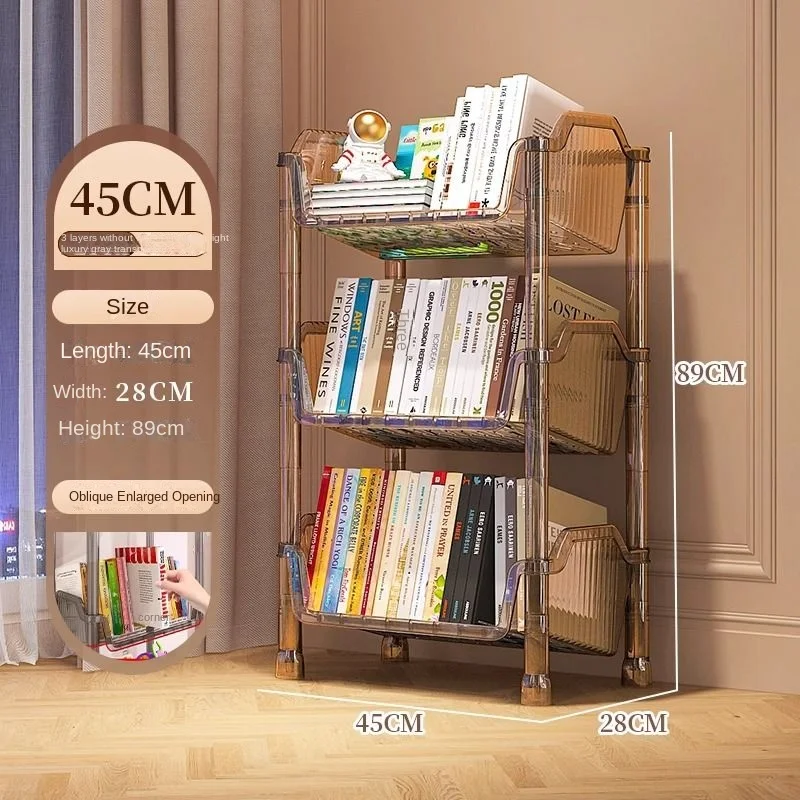 Wall-mounted bookshelf with floor-standing storage, movable classroom desk-under child's bookcase integrated simple storage smal