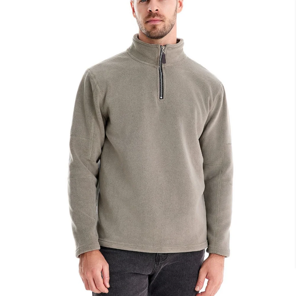 سترة رجالية للخريف والشتاء بنصف سحاب وأكمام طويلة وياقة واقفة من الصوف سترة دافئة للرياضات الخارجية والملابس غير الرسمية #5
