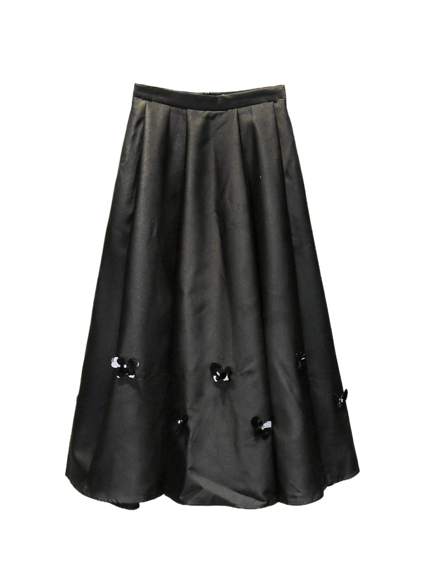 Gonna longuette a trapezio a vita alta Gonna lunga da donna Ele Hepburn Sle Decorazione Design 3D Pendolarismo Gonne modello semplice