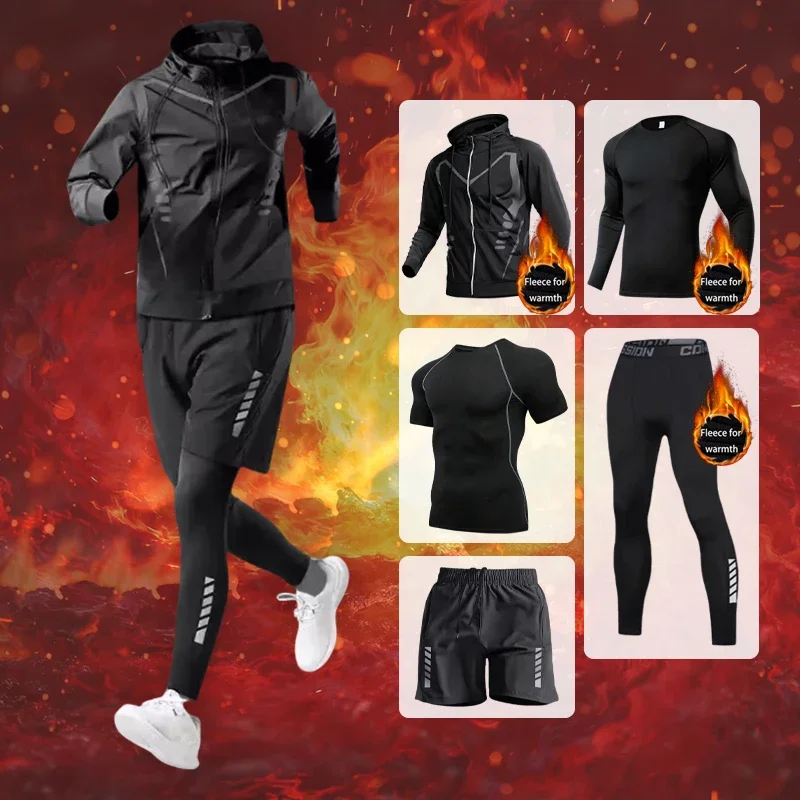 

Autumn and winter men's sports warm suit, double the warmth, soft and breathable, flexible in movement