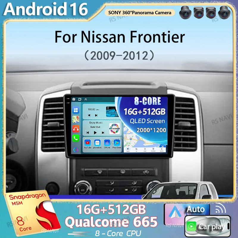 Radio para Auto con Android 16 y Carplay para Nissan Frontier 2009-2012, para Nissan Xterra 2 N50 2008-2015, Reproductor Multimedia, Navegación, Estéreo
