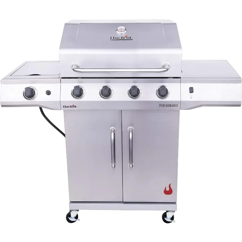 

Burner Cabinet Propane Gas Grill with Side Burner, Stainless Steel