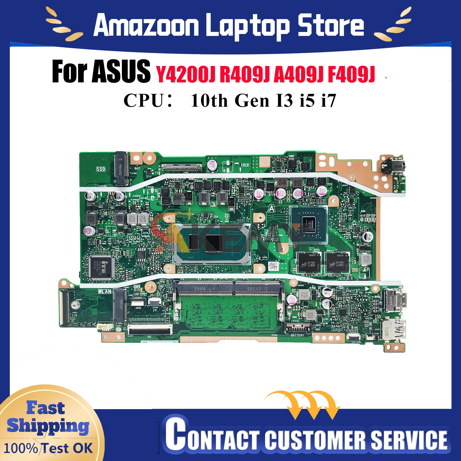 

X409JP Laptop Motherboard For ASUS P1510CJA F509J X409JB A409J Y4200J F409J A509J X409JP X409J R409J Mainboard 10th Gen I3 i5 i7