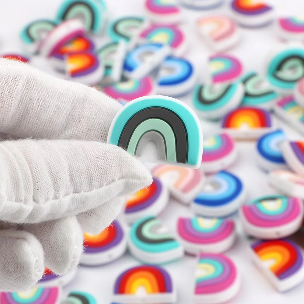 5PCS Mini Silicone Beads Rainbow Shape Silicone Focal Beads For Jewelry Making Diy Keychain Beadable Pen Bracelet Necklace - view 3