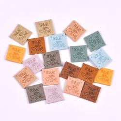 20Pcs 2.5cm Colorful Square Leather Letter Embossed Labels For Garments Bag Handmade Accessories Sewing Clothes Decoration