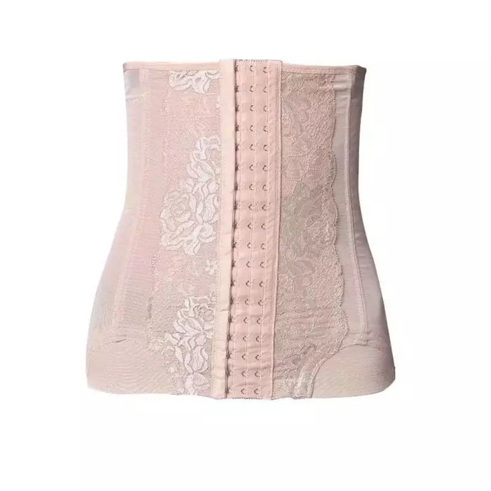 Breathable Mesh Waist Shaper Steel Boned Embroidered Design Waist Trainer High Waist Hook Closure Body Shaper Belly Tightening