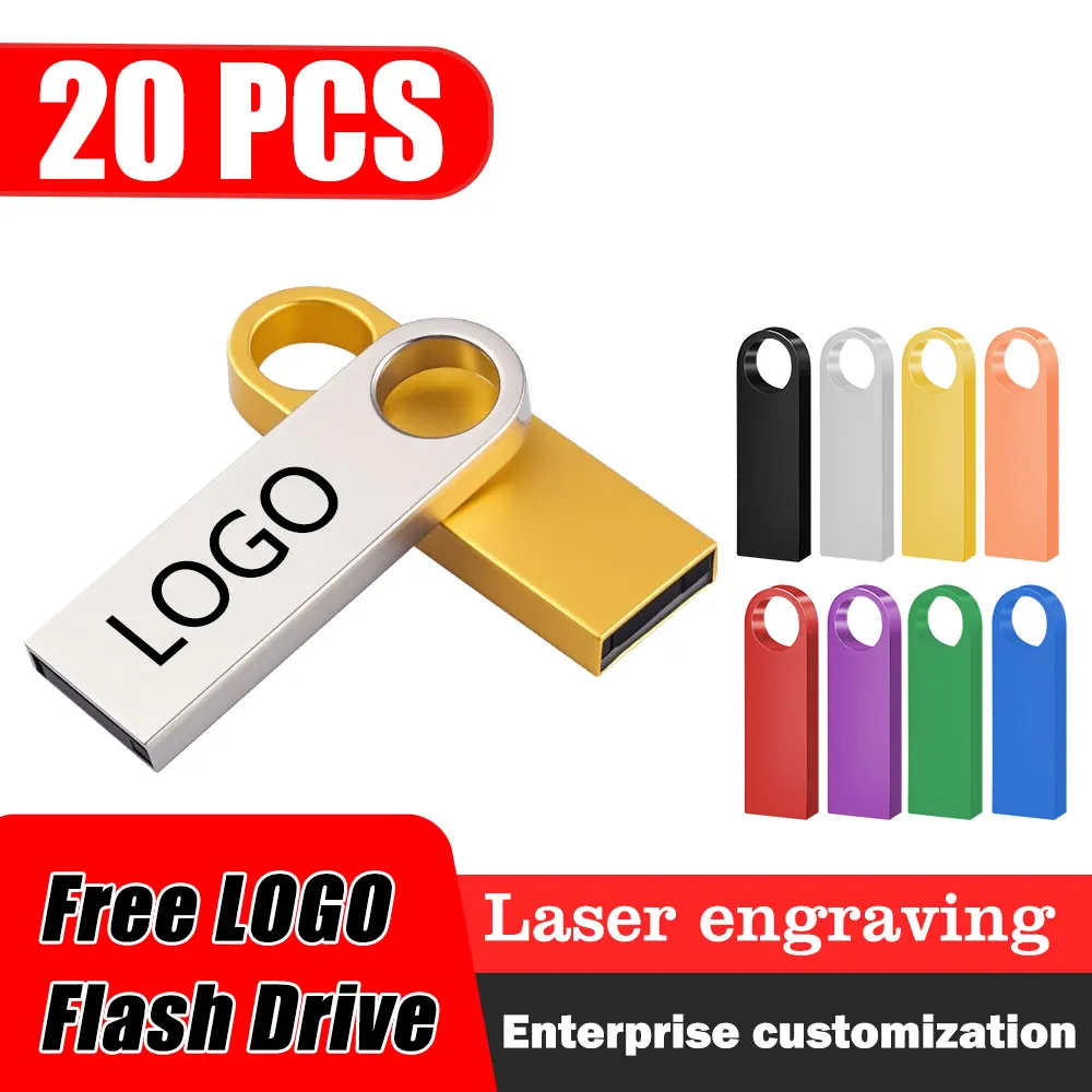 

20 шт. индивидуальный логотип бесплатный металлический флэш-накопитель USB 2.0 64 ГБ 32 ГБ 16 ГБ 8 ГБ 4 ГБ 1 ГБ 2 ГБ флешка usb mem академия