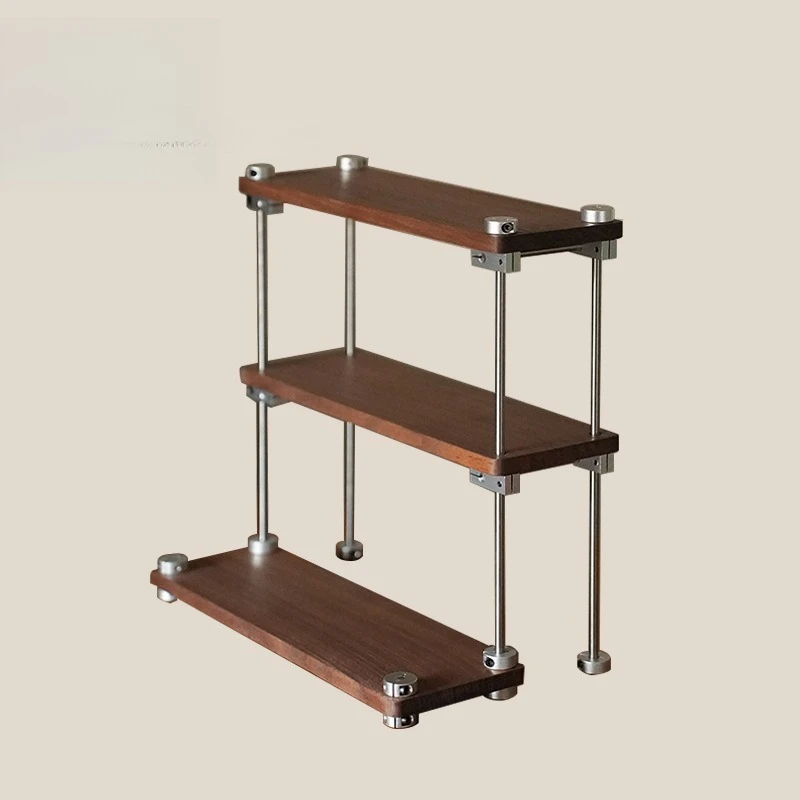 Retro medieval three-layer shelf, coffee shop cup rack, storage rack