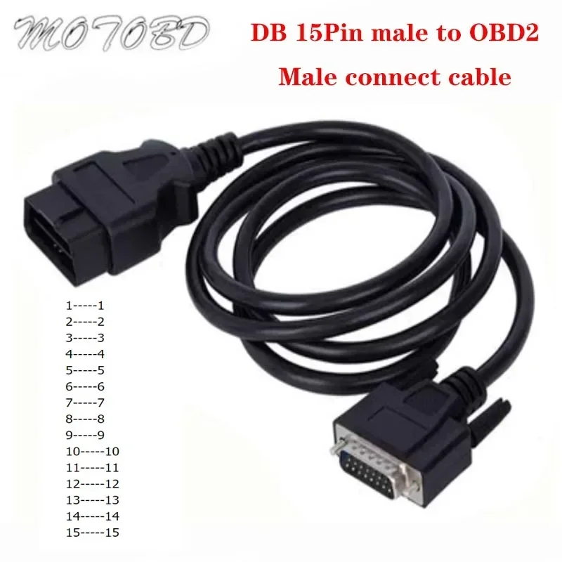 

Hot 150CM OBD 2 OBD2 Male To DB15 Male OBDII OBD II Cable Suit for FG TECH V54 Main Cable Car Connector Extension Cable