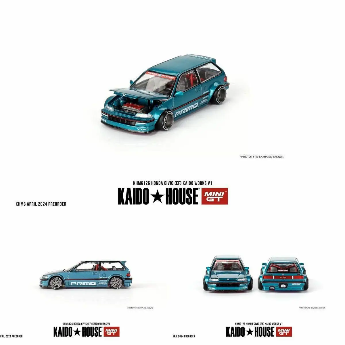 Kaido House+MINIGT 1:64 Honda Civic EF V1 Modello di auto in lega