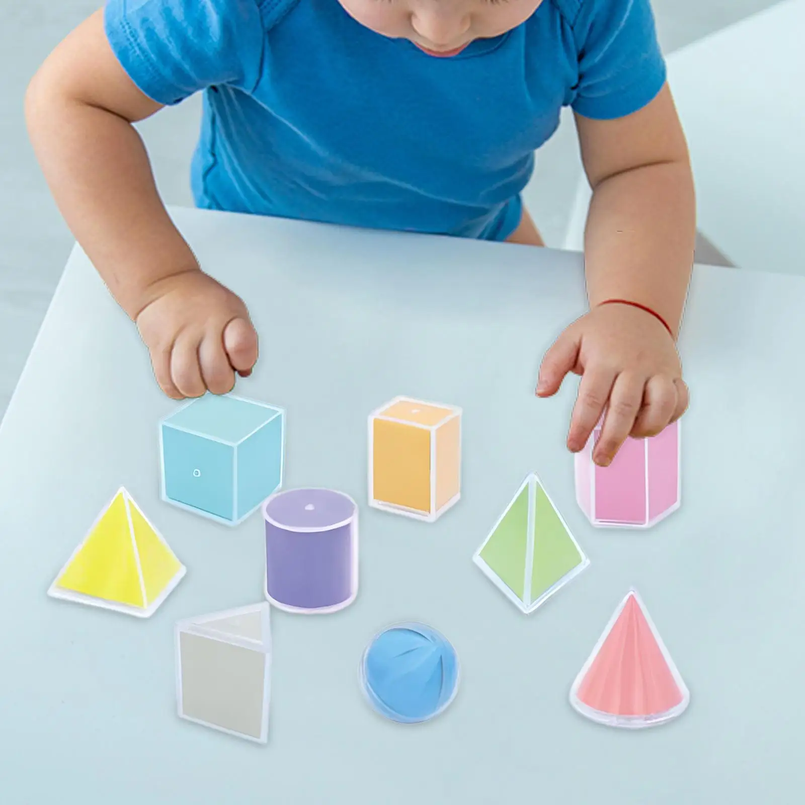 

9Pcs Transparent Geometric Shapes Math Toy Shape Color Sorting Toy for Children Math Helper Boys Girls Teacher Aids Ages 3+