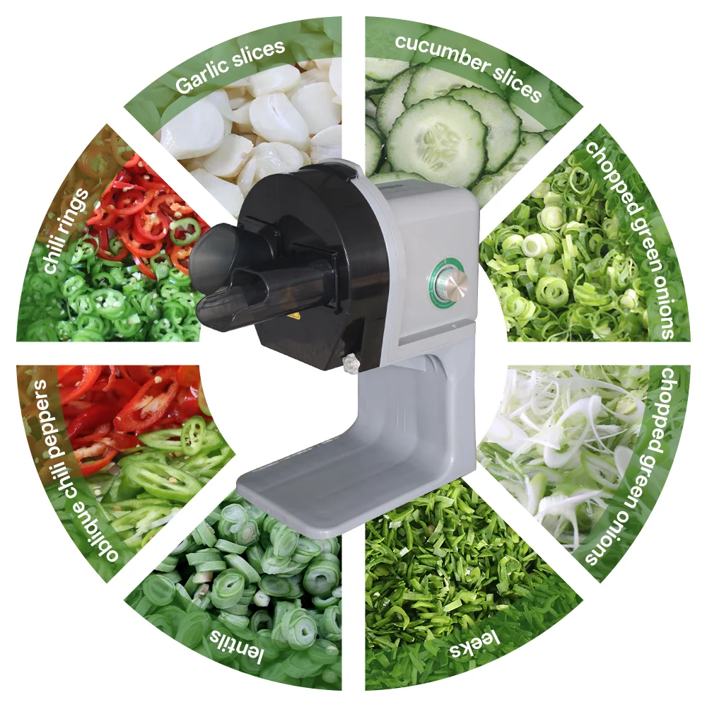 Grey Stainless Steel 4-in-1 Food Processor Vegetable Chips Cutter Machine for Garlic Carrot