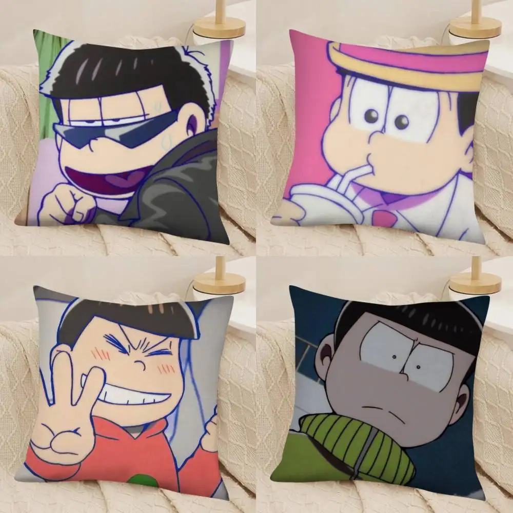 Funda de almohada cuadrada con dibujos animados de O-Osomatsu San, funda de almohada cuadrada a la moda para dormitorio, sofá, decoración de habitación, ocio, 1 ud.