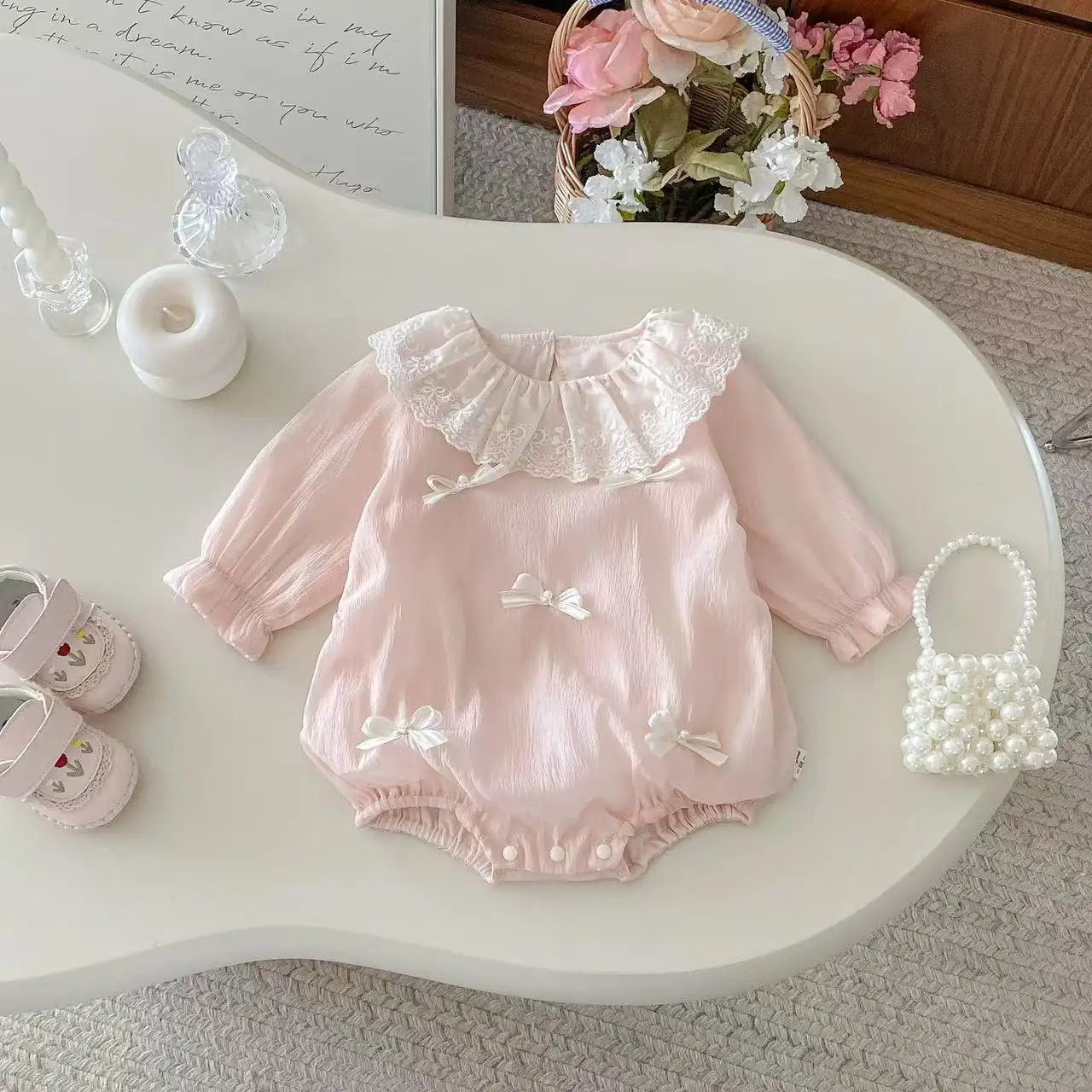 Baby Autumn New Baby Sweet Rompers Full Moon Hundred Days Princess Lace Fashion Jumpsuit Clothes 2025 New