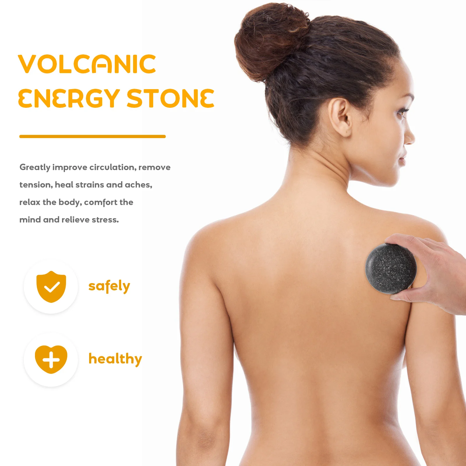 

Spa Massage Stone Essential Oil Absorbing Round Hot Compress Stone for Face Neck Back Shoulder Arm Leg Relaxation Therapy Home