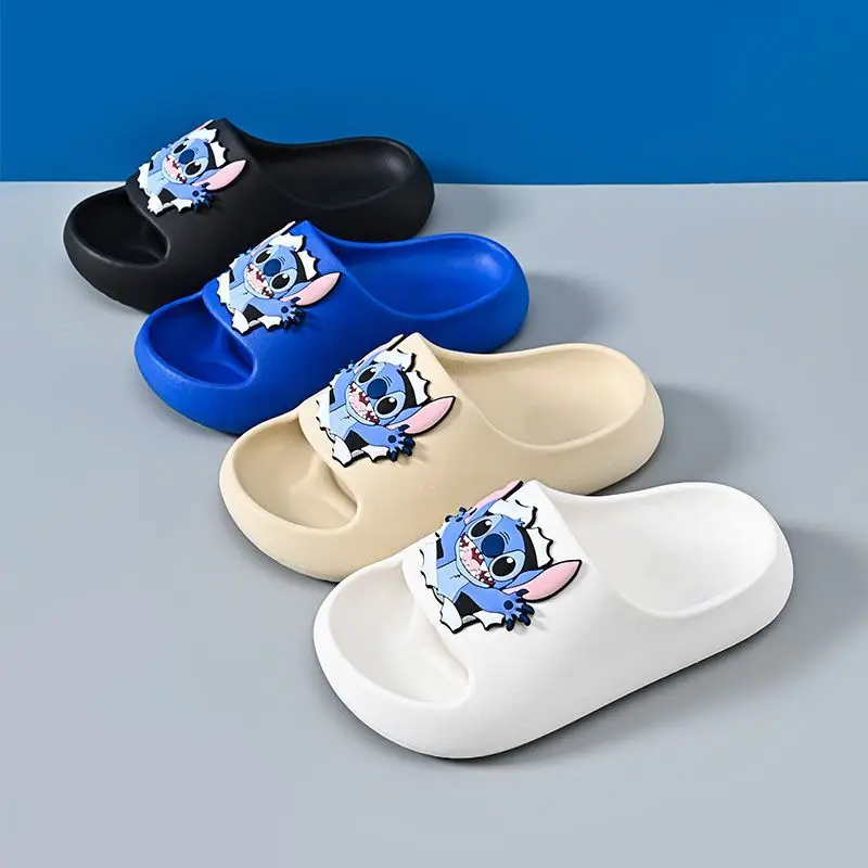 Disney Lilo & Stitch Cartoon Stitch Casual Bathroom Slippers for Boys and Girls Trendy Anime Non-Slip Soft Sole Home Shoes