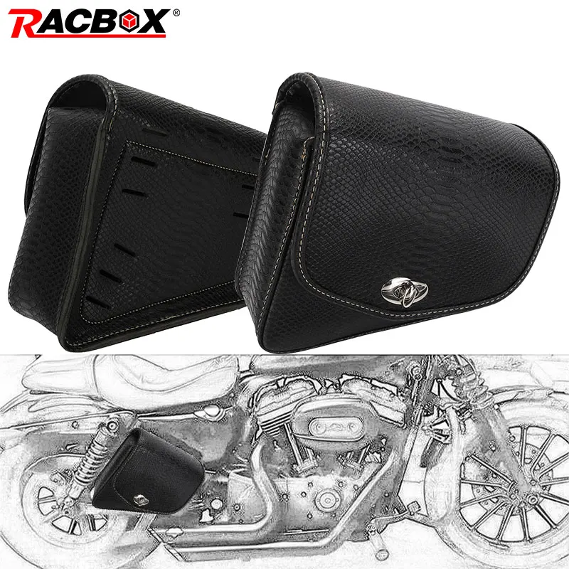 

Right Motorcycle Saddle Bag Left Motorbike Tool Bag Side PU Leather Fork Travel Luggage Bag for Sportster XL883 XL1200 Riding