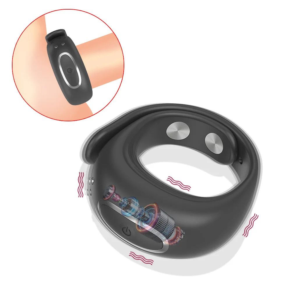 Soft Silicone Penis Cock Ring Wristband For Men Delay Ejaculation Semen Locking Ring 10 Vibration Modes for Couples