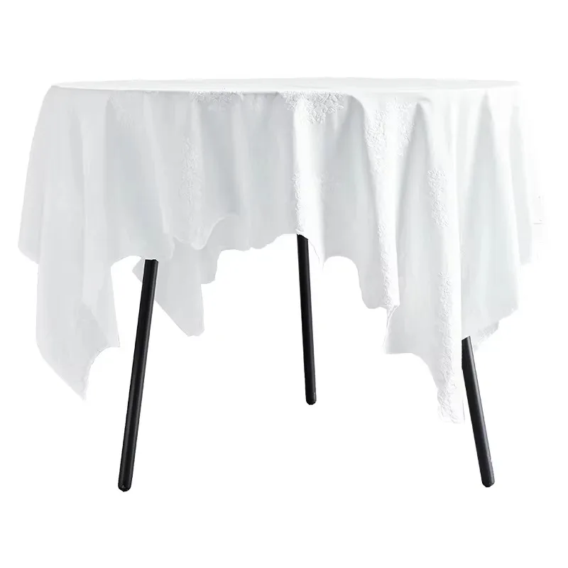 White lace embroidered tablecloth, home dining table, coffee, solid color waterproof and oil resistant table cover