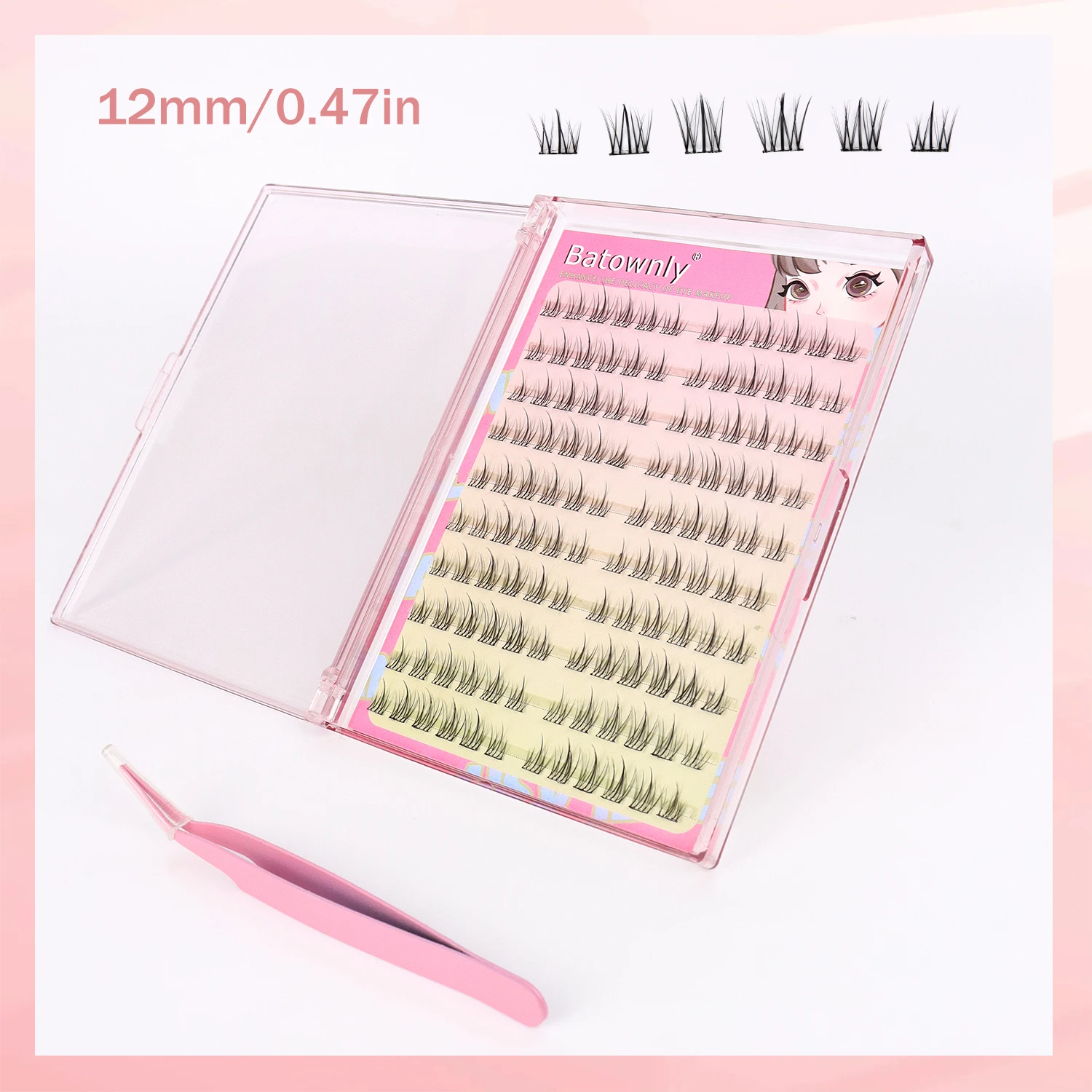120Pcs Self-adhesive Cluster Sunflower Single Cluster DIY False Eyelashes Natural Trilogy Glue Free False Eyelashes with Tweezer