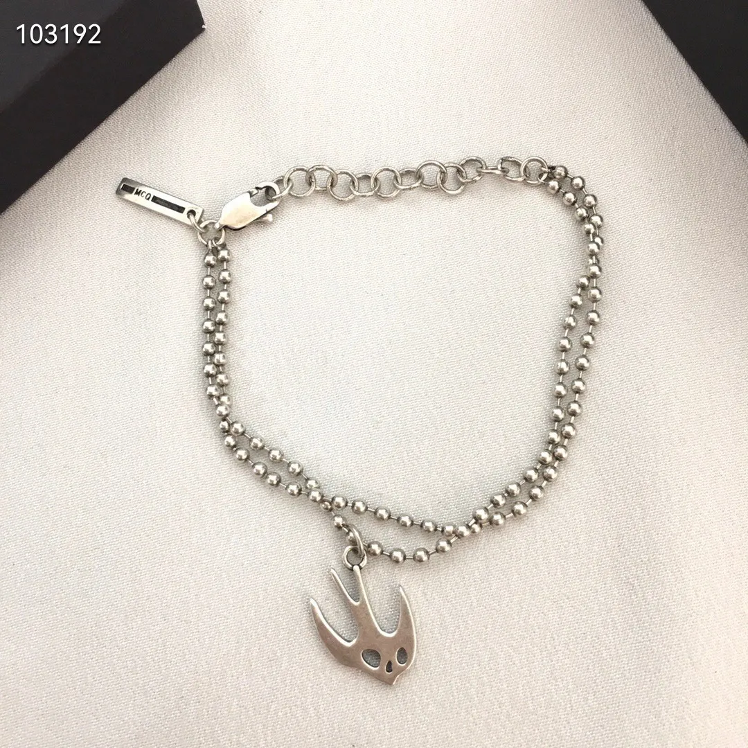 New Double Layered Swallow Bracelet For Women With A High End And Personalized Punk Style Round Bead Swallow Bracelet