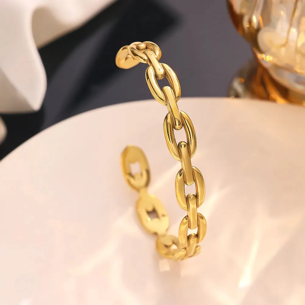 eManco جودة عالية الفولاذ المقاوم للصدأ الإسورة هندسية الهيكل العظمي مطلية بالذهب سوار العصرية السيدات المجوهرات هدية بالجملة