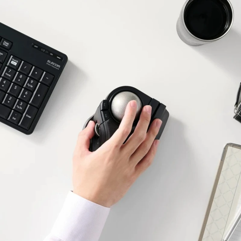 ELECOM HUGE Trackball Mouse Customized Wireless Tri-mode 52mm Ball Bearing Ergonomic Wrist Support Design Drawing Office Mouse