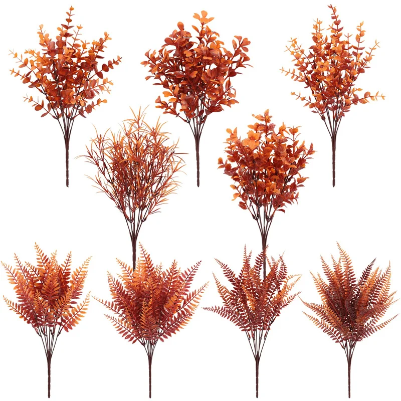 Artificial 7 Fork Eucalyptus Plastic Flower Fake Lavender Violet Persian Leaf Orchid Autumn Simulated Plant Home Party Decor