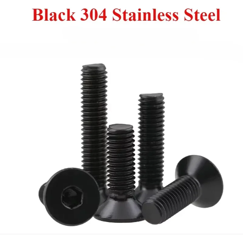 Flat Head Machine Screws M3 Inner Hex 4mm-12mm 304 Stainless Steel  Fasteners Bolts M3x4 M3x5 M3x6 M3x8 M3x10 Black Grade Carbon