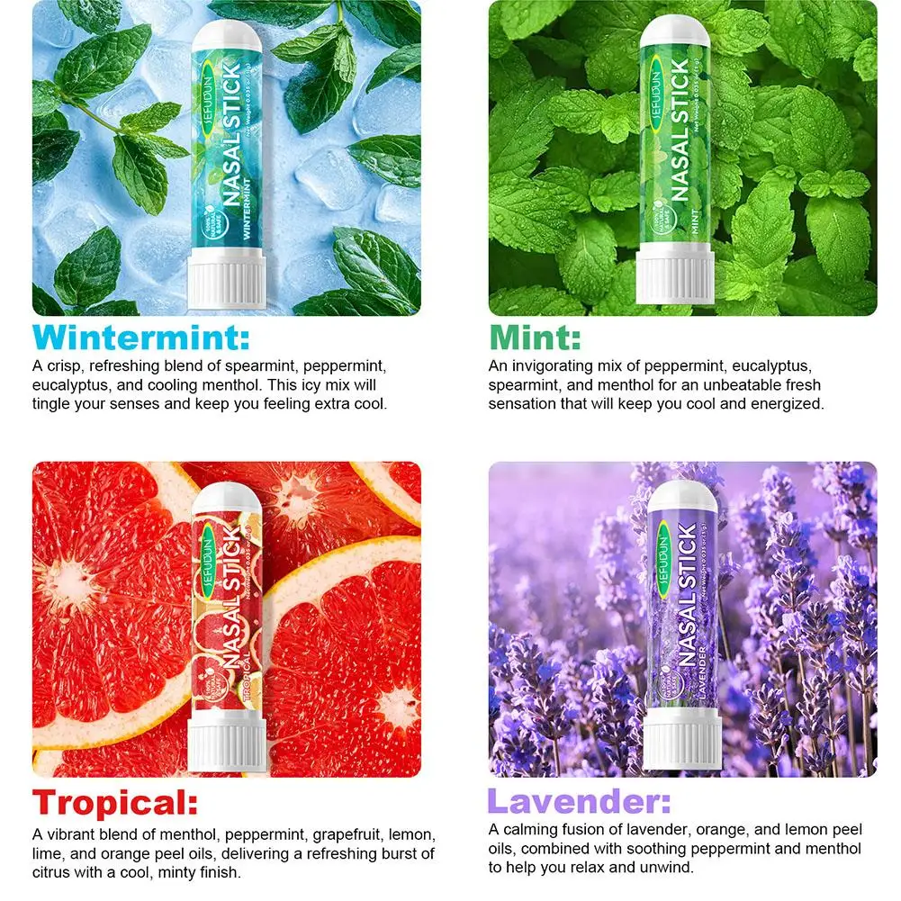 4Pcs/Pack Nasal Suction Stick Set Refreshing Brainstorming Inhaler Sleepiness Empty Aromatherapy Nostrils Stick Avoid H7H2