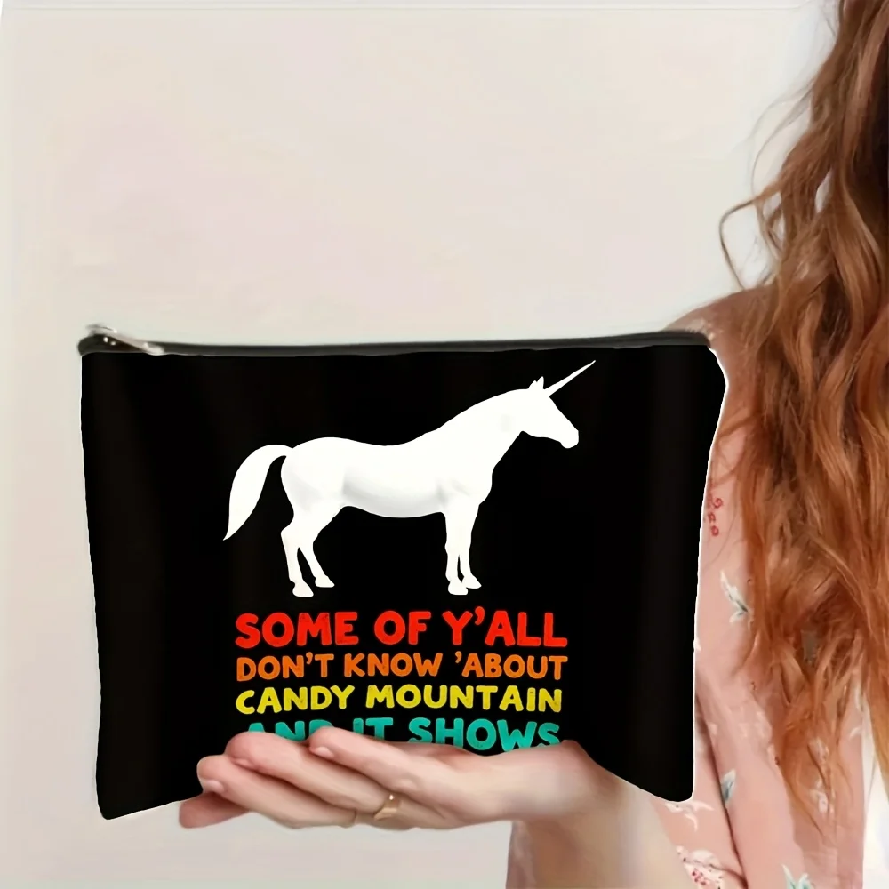 Un joli sac de maquillage au design licorne - pochette multifonctionnelle à fermeture éclair, sac de rangement de bijoux, petit sac de rangement à fermeture éclair de voyage parfait.