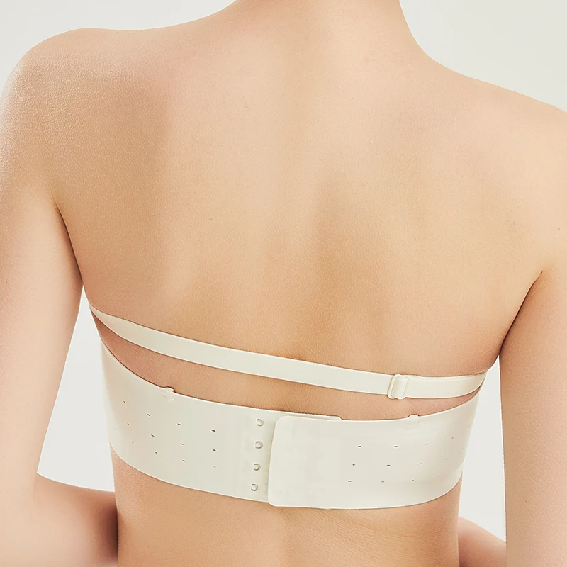 On Sale Strapless Women Lingerie Anti Slip No Marking Bra Without Steel Ring Fixed Cup Smooth Wrapped Inside Breathable