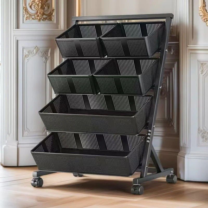 

Metal rack multi-layer floor-to-ceiling removable kitchen vegetable basket for fruit storage multi-functional trolley
