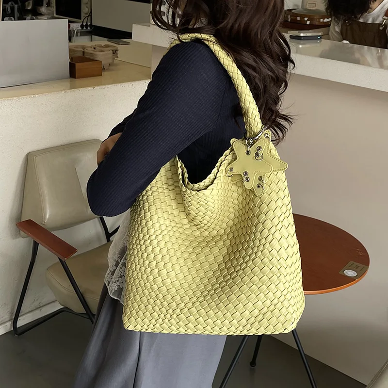 

​2025 Handmade Woven Tote Bag Women Adjustable Shoulder Large Capacity Boho Beach Bag Lightweight Shopping Purse​