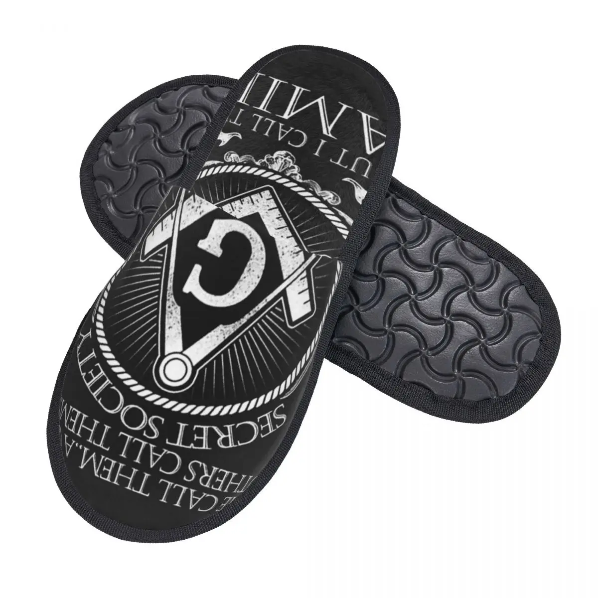 Custom Freemasonry Symbol Cozy Scuff Memory Foam Slippers Women Masonic Spa House Shoes