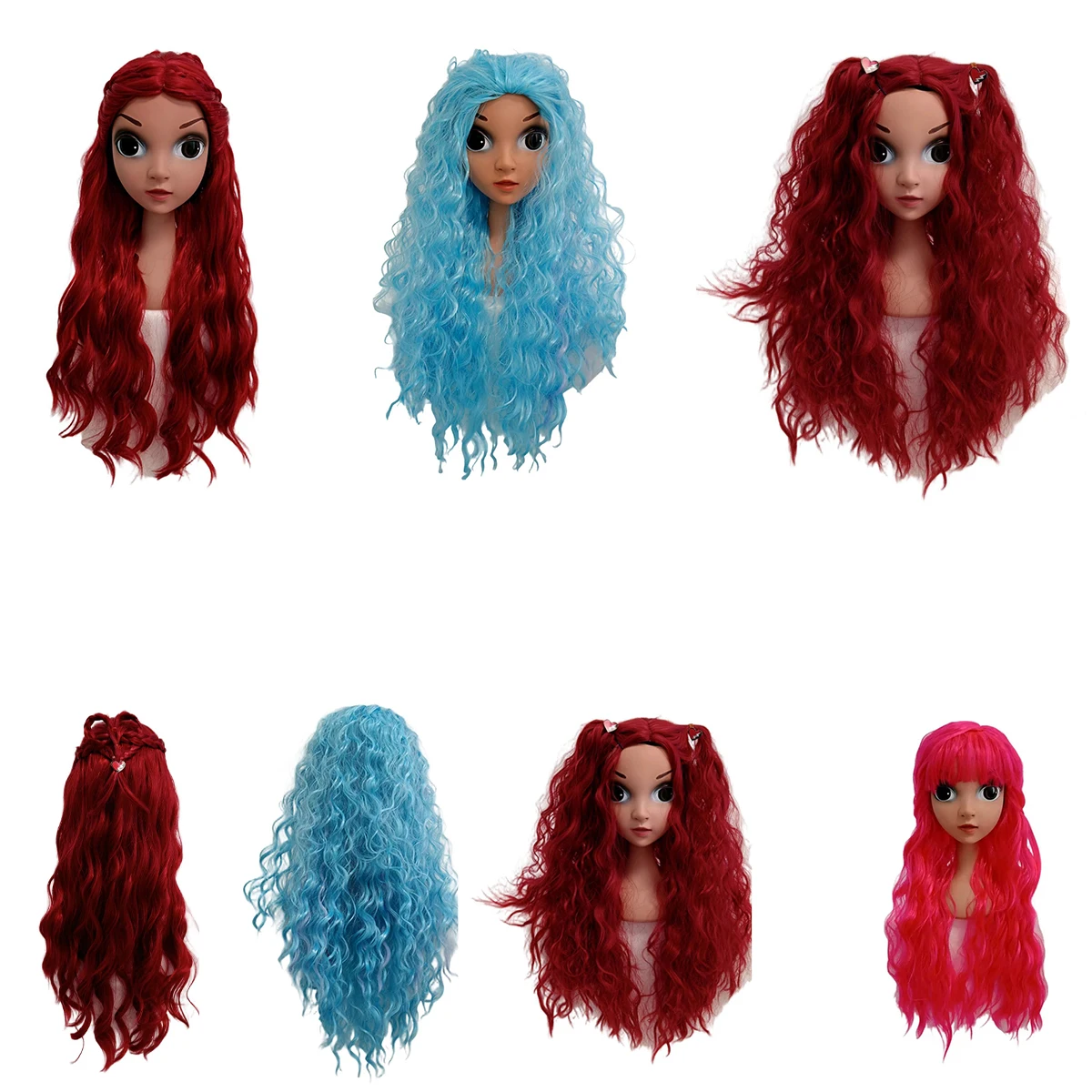 Descendants 5 Kids Girls Red Queen Cosplay Pink Red Wig  Blue Chloe Cosplay Birthday Party Halloween Wig Cosplay - 2026 New Arri