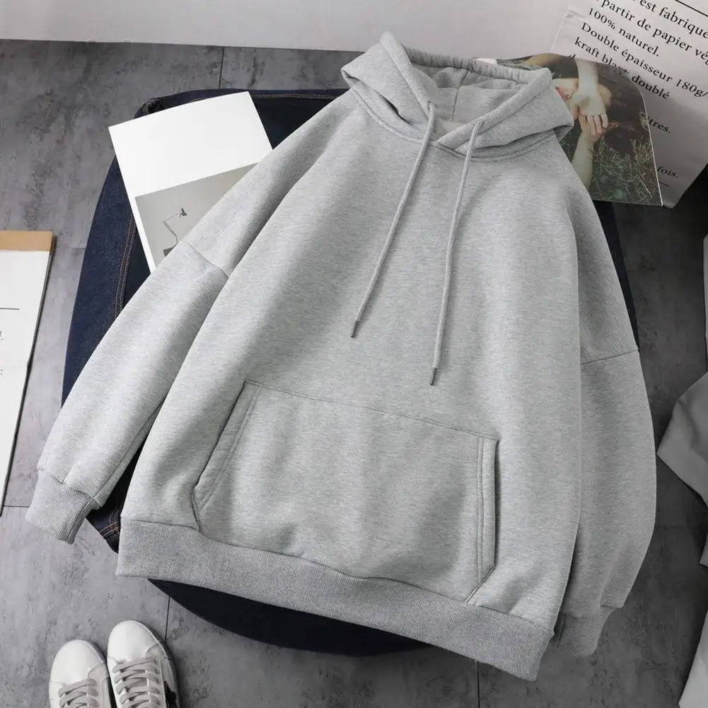 Women Winter Hoodie Thicken Plush Long Sleeves Solid Color Hooded Keep Warm Pullover Casual Lady Autumn Hoodie Streetwear худи