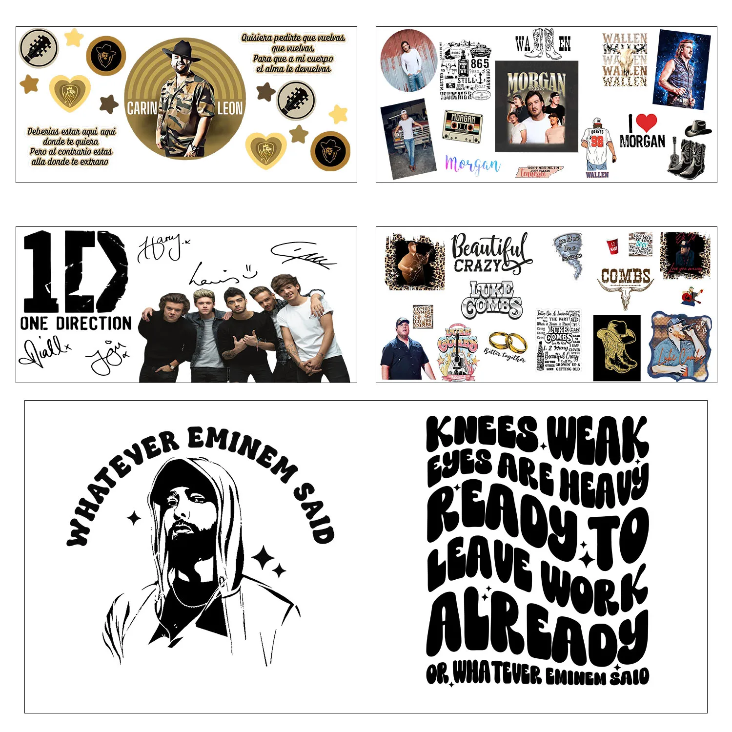 

Super hip-hop rapper series easy peel waterproof DIY Decals 3D transfers uvdtf crystal tumbler sticker 16oz uv dtf cup wraps