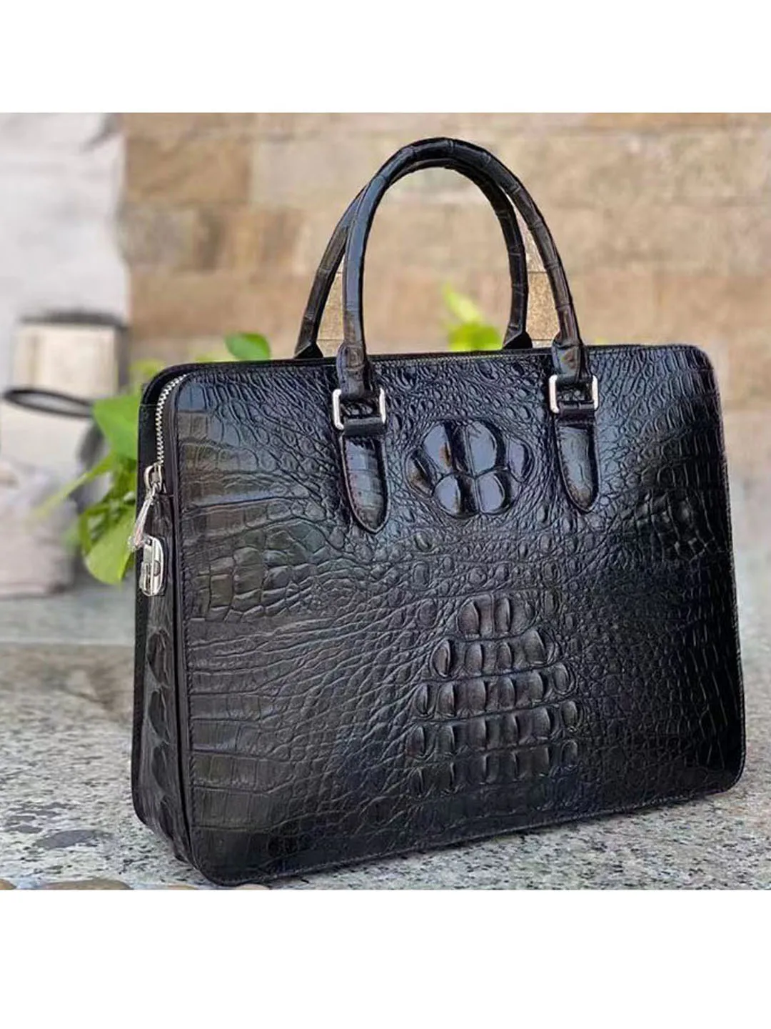 

New crocodile leather password lock men's bag trend men's leather luxury handbag commuting daily leisure briefcase business bag
