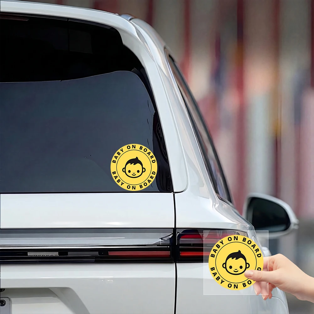 23x23cm Cute Car Sticker “Baby On Board” Driver Safety Warning Sticker Window Decal Waterproof Personalized Decorate Accessories