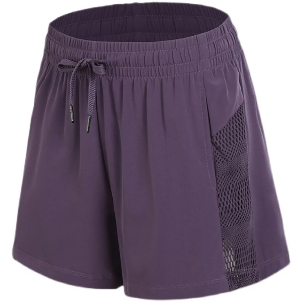 

Sports Run Shorts Mesh Design Yoga Shorts Side Pockets Hem Elastic Sports Shorts Breathable Quick Dry Fitness Shorts Summer