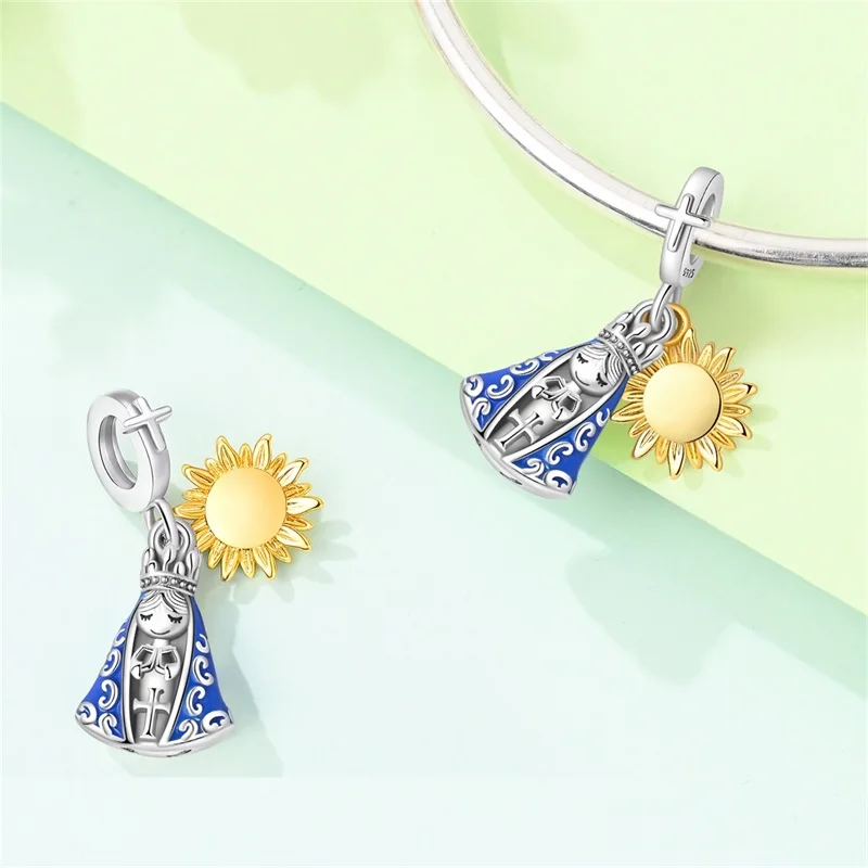 925 Sterling Silver Charms Pendant CZ Zircon Virgin Mary Series Dangle Fit Original Bracelet DIY Women Jewelry Gift