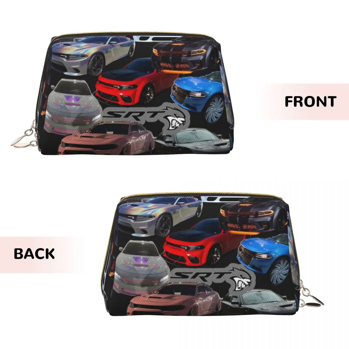 SRT Hellcat Demon Dodge Challenger Car Racing Women Cosmetic Bag Travel Makeup Organizer Pouch Toiletry Storage Dopp Kit Case