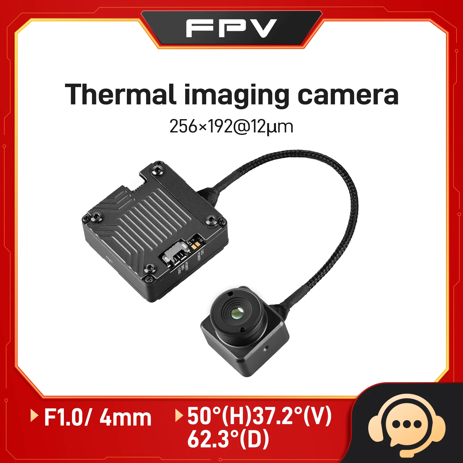 

FPV камера 256*192 @ 12 мкм CVBS F1.0/4 мм 25/50 кадров в секунду Тепловизионная камера для FPV дронов PAL Камеры DC 5 В-20 В TIC256FM