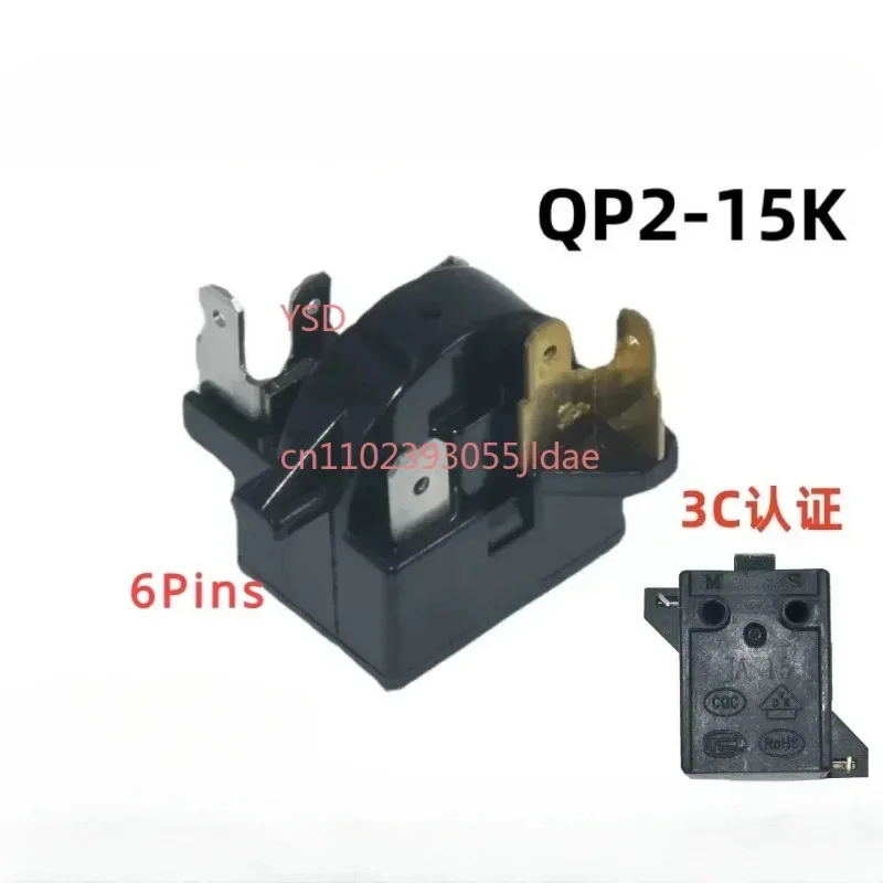 QP2-15K 6Pin PTC Starter Relay Refrigeration Compressor Starter for Fridge Freezer Cooler