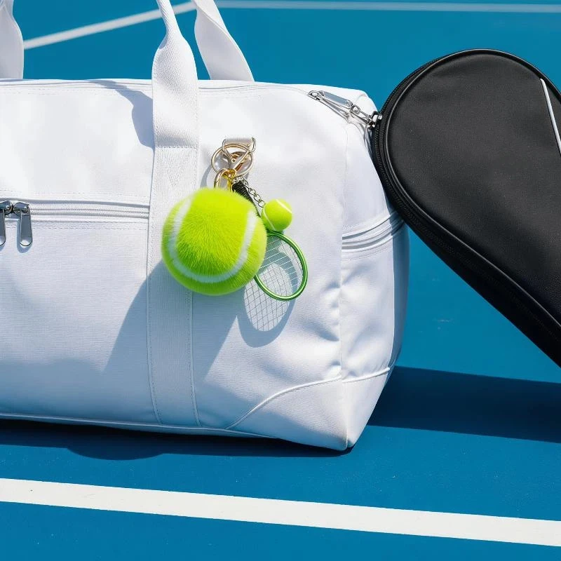 

Tennis Keychain - Cartoon Ball School Bag Pendant Simple DIY Tennis Fur Key Chain for Girl Gift - Fun and Playful Accessory