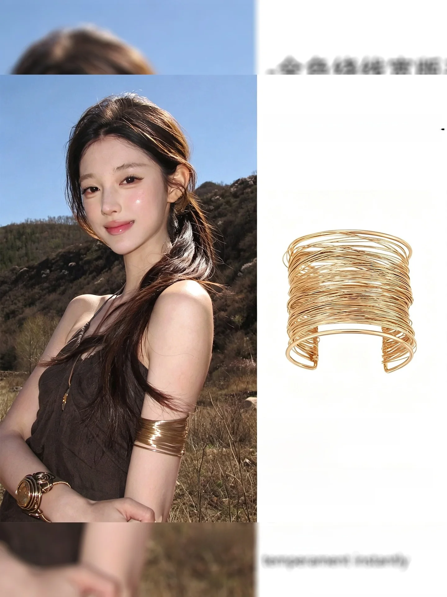 pulseira-de-aco-ajustavel-multicamadas-feminina-com-face-larga-estilo-neutro-dourado-moderno-e-versatil-acessorio-de-mao