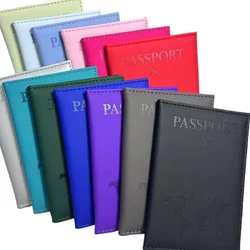 1pc World Trip PU Leather Passport Cover Case Document Sleeve International Travel Passport Holder Protector ID Credit Card Slot