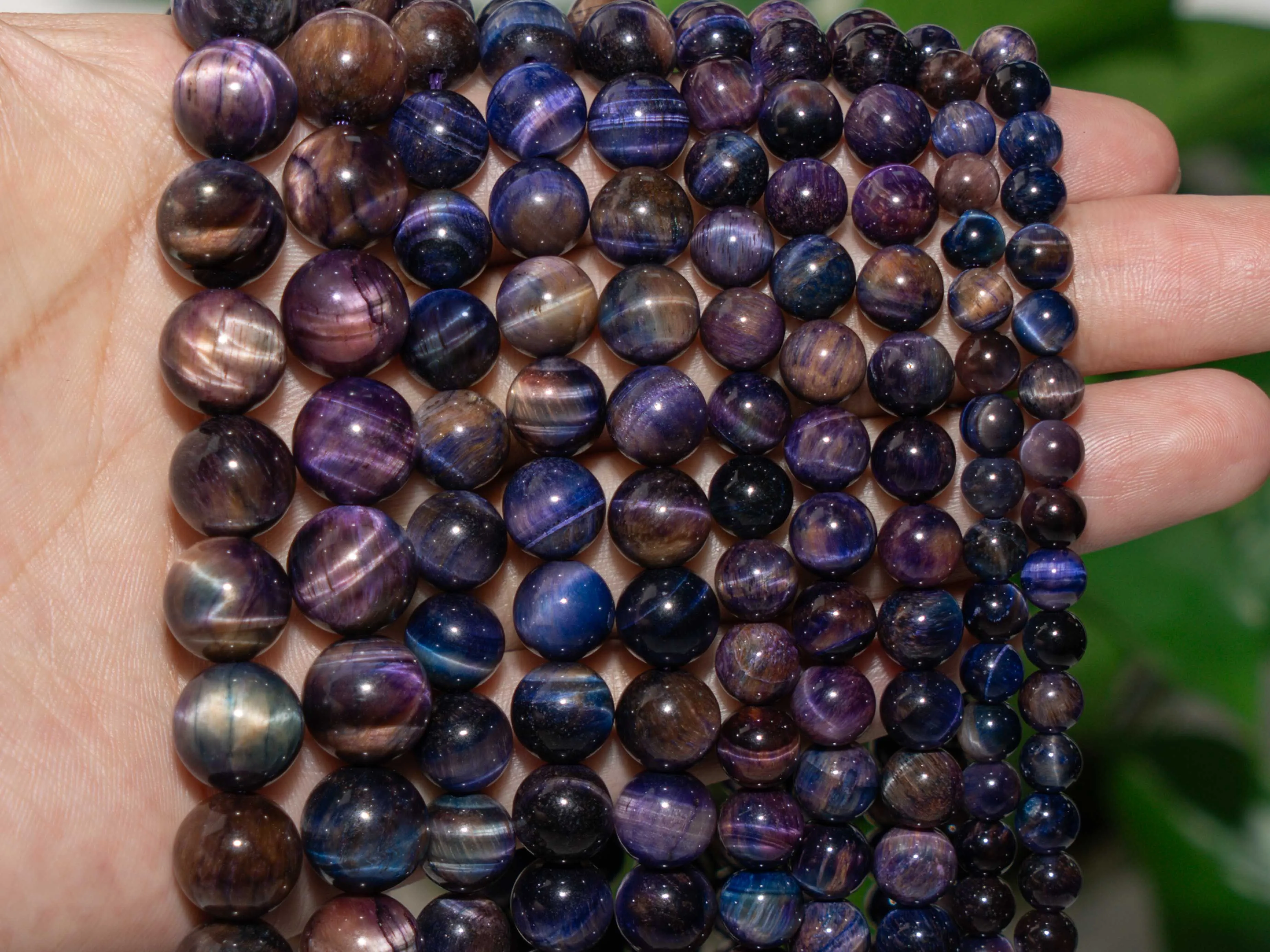 Natural Stone Purple Blue Tiger Eye Beads Gemstone Loose Beads Round Shape Size Options 6/8/10/12mm for Jewelry Making